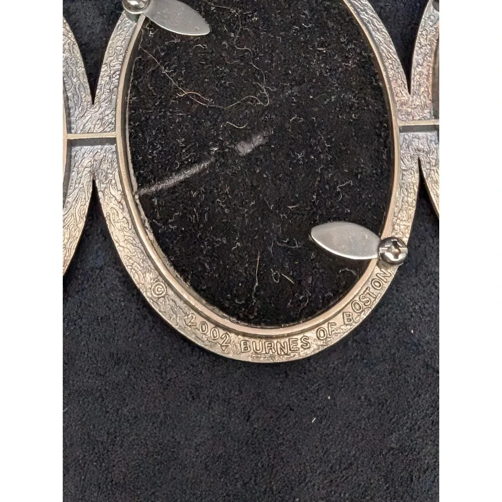 Vtg 6 Oval Burnes of Boston Pyramid Style Frame Pewter Tone 9.5